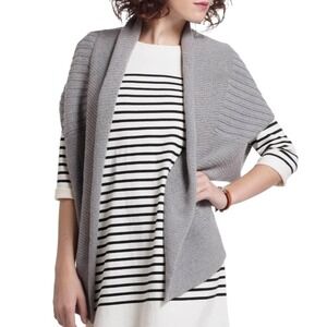 ANGEL OF THE NORTH Anthropologie GRAY SWEATER VEST OPEN CARDIGAN Lambswool M/L